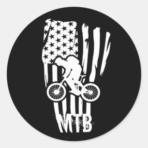 Mountain bike mtb rider classic round sticker