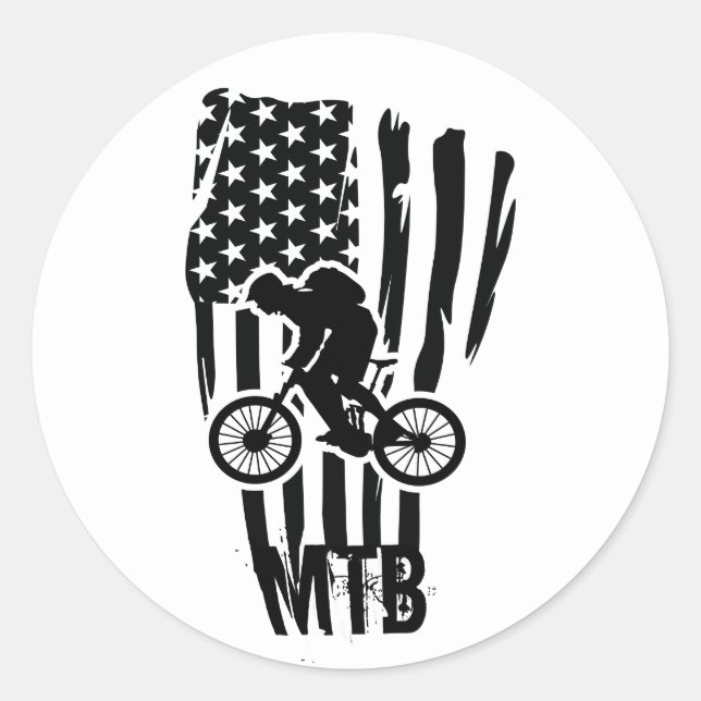 Mountain bike mtb rider classic round sticker (Front)
