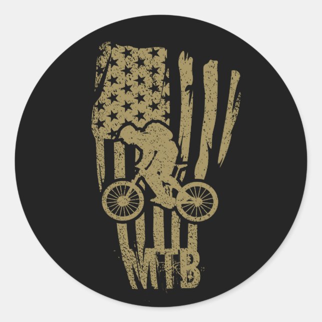 Mountain bike mtb rider classic round sticker (Front)
