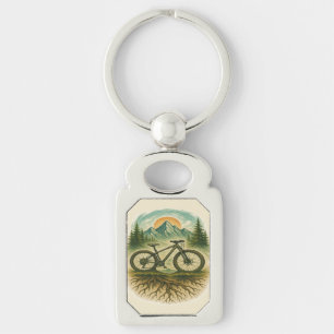 Mountain Bike Nature Adventure Art Keychain