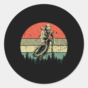 Mountain Bike Retro Vintage Mtb Uphill Biking Cycl Classic Round Sticker