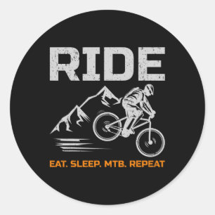 Mountain Bike Ride Eat Sleep Mtb Repeat Biking Classic Round Sticker