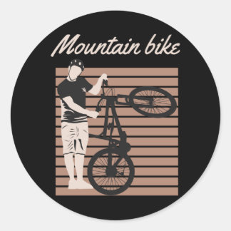 Mountain Bike Rider Classic Round Sticker