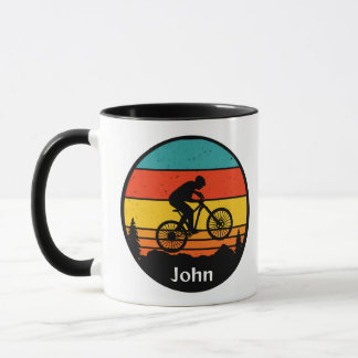 Mountain bike, riders, bold colours mug