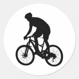 Mountain bike silhouette - Choose background colou Classic Round Sticker