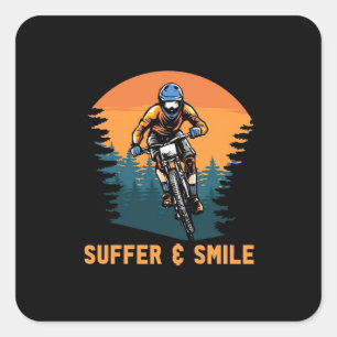 Mountain Bike Suffer And Smile Square Sticker