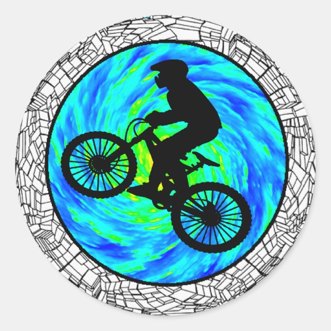 MOUNTAIN BIKE TRACKED CLASSIC ROUND STICKER (Front)