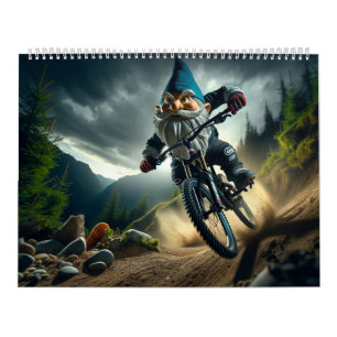 Mountain Bike Trail Shredding Gnome Calendar