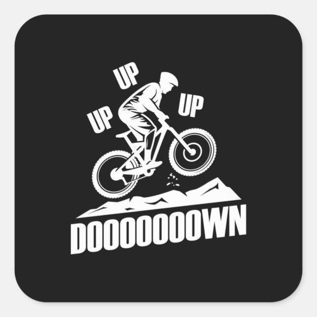 Mountain Bike Up Down Up Square Sticker (Front)