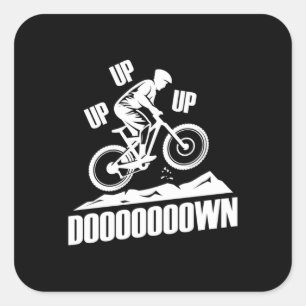 Mountain Bike Up Down Up Square Sticker