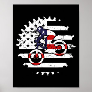 Mountain Bike Usa Flag Mtb Downhill Biking For Wom Poster
