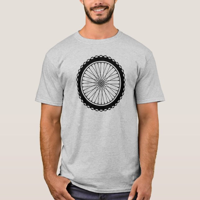 Mountain Bike Wheel - Black T-Shirt (Front)
