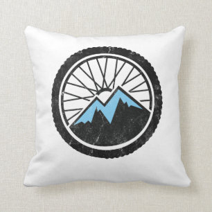 Mountain Bike Wheel Throw Pillow