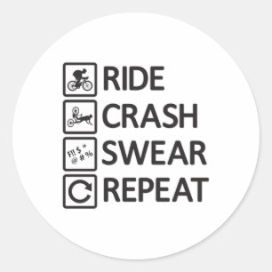Mountain Biker Biking Repeat Downhill MTB Gift Classic Round Sticker