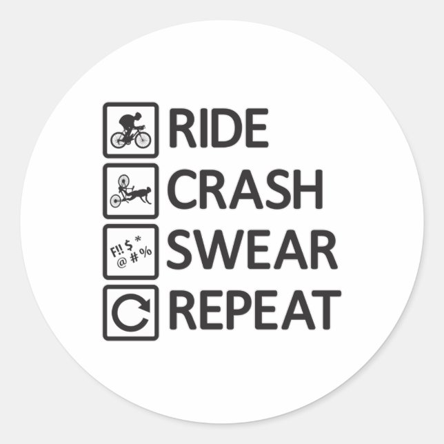 Mountain Biker Biking Repeat Downhill MTB Gift Classic Round Sticker (Front)