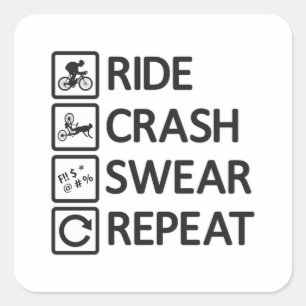 Mountain Biker Biking Repeat Downhill MTB Gift Square Sticker