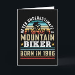 Mountain Biker born 1986 40th Birthday Gift MTB Card<br><div class="desc">Never underestimate a Mountain Biker born in 1986. Ideal 40th Birthday Gift for a 40 years old mountain biking and mtb enthusiast who loves cycling. Retro present for Men,  Women,  dad on Fathers Day.</div>