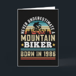 Mountain Biker born 1986 40th Birthday Gift MTB Card<br><div class="desc">Never underestimate a Mountain Biker born in 1986. Ideal 40th Birthday Gift for a 40 years old mountain biking and mtb enthusiast who loves cycling. Retro present for Men,  Women,  dad on Fathers Day.</div>