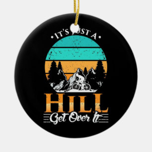 Mountain Biker Get Over Hill Ceramic Ornament