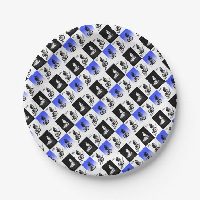 Mountain Biker MTB BMX CYCLIST Stickers Paper Plate (Front)
