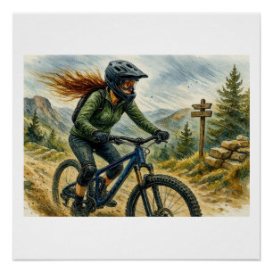 Mountain Biker on a Trail,  Poster