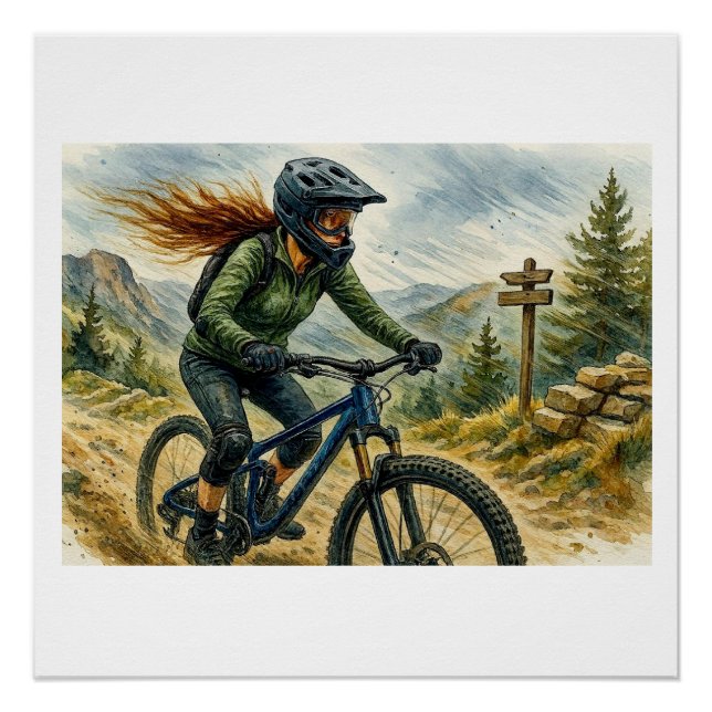 Mountain Biker on a Trail,  Poster (Front)