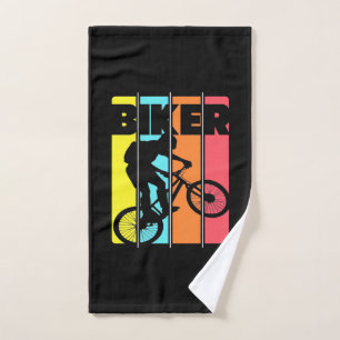 Mountain Biker Retro Vintage Hand Towel