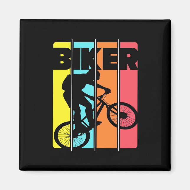 Mountain Biker Retro Vintage Magnet (Front)