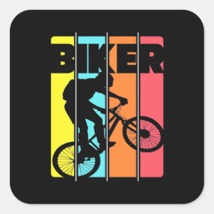 Mountain Biker Retro Vintage Square Sticker