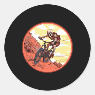 Mountain Biker Skeleton Monster Retro Horror Bikin Classic Round Sticker