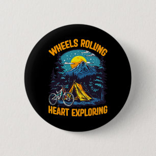 Mountain Biking Adventure Camping Wheels Rolling E 2 Inch Round Button