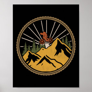 Mountain Biking Adventure Trail Mtb Cyclist Retro  Poster