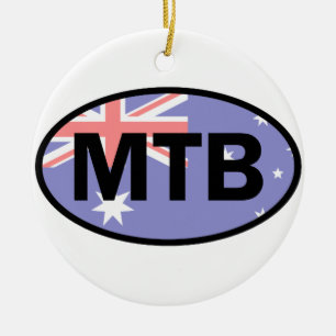 Mountain Biking Australia Flag Ceramic Ornament