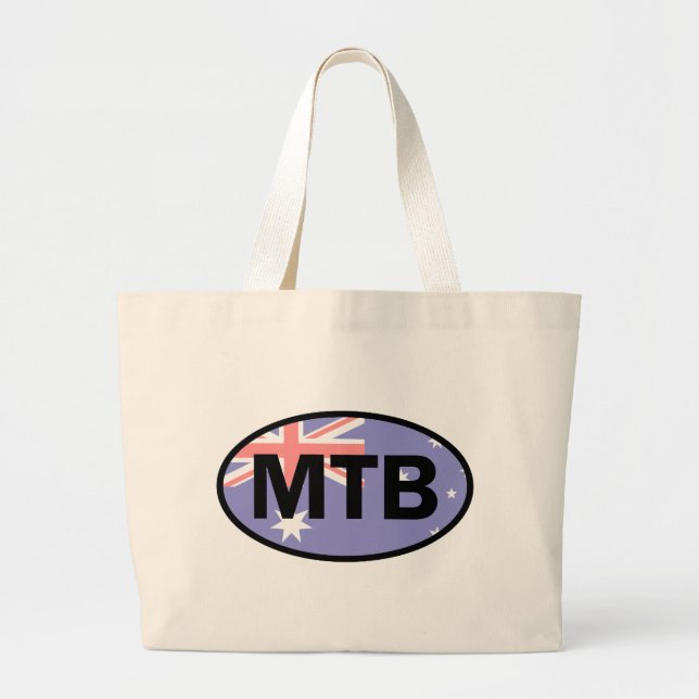 Mountain Biking Australia Flag Large Tote Bag (Front)