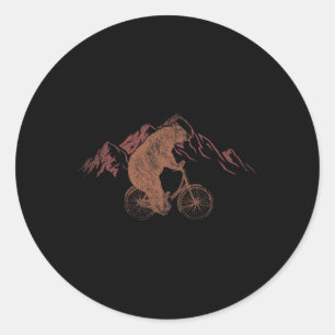 Mountain Biking Bear Cyclist Animal Mtb Bicycle  Classic Round Sticker