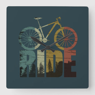 Mountain biking bikerider square wall clock