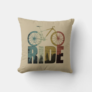 Mountain biking bikerider throw pillow