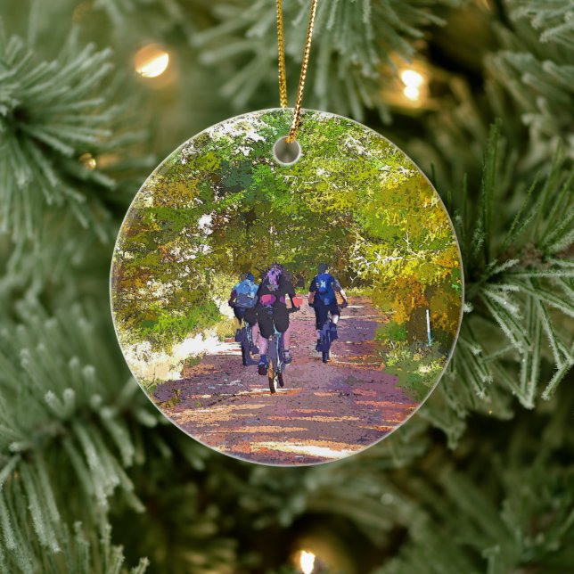 MOUNTAIN BIKING CERAMIC ORNAMENT (Tree)