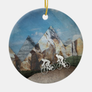 Mountain Biking Ceramic Ornament