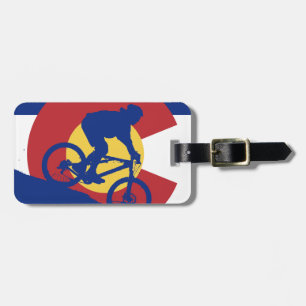 Mountain Biking Colorado Flag Luggage Tag
