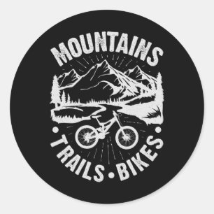 Mountain Biking Cycling Vintage Bicycle Bike Rider Classic Round Sticker