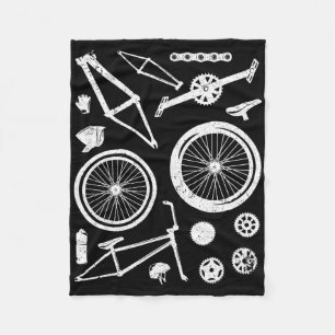 Mountain Biking Disembled Bike Parts Sprocket Diag Fleece Blanket