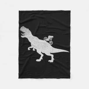 Mountain Biking Downhill Bike Cyclist T-rex Cyclin Fleece Blanket