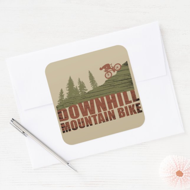 Mountain biking Downhill Square Sticker (Envelope)