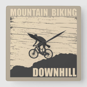 Mountain biking Downhill Square Wall Clock