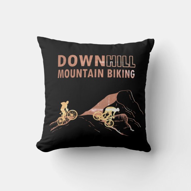 Mountain biking Downhill Throw Pillow (Front)