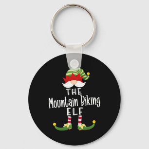 Mountain Biking Elf Group Christmas Funny Pajama P Keychain