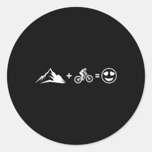 Mountain Biking Funny Mtb Equation Happy Rider  Classic Round Sticker
