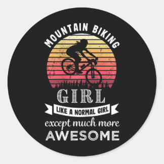 Mountain Biking Girl Funny Mtb Gift  Classic Round Sticker
