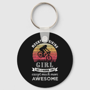 Mountain Biking Girl Funny Mtb Gift Keychain